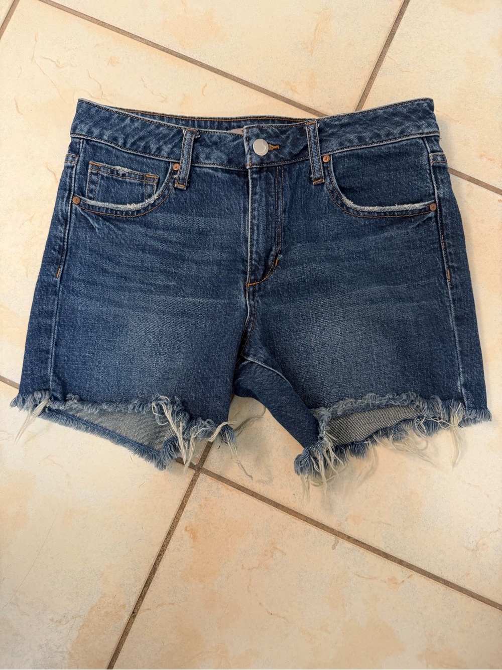 Joe's Jeans Dark Blue Frayed Hem Denim Shorts